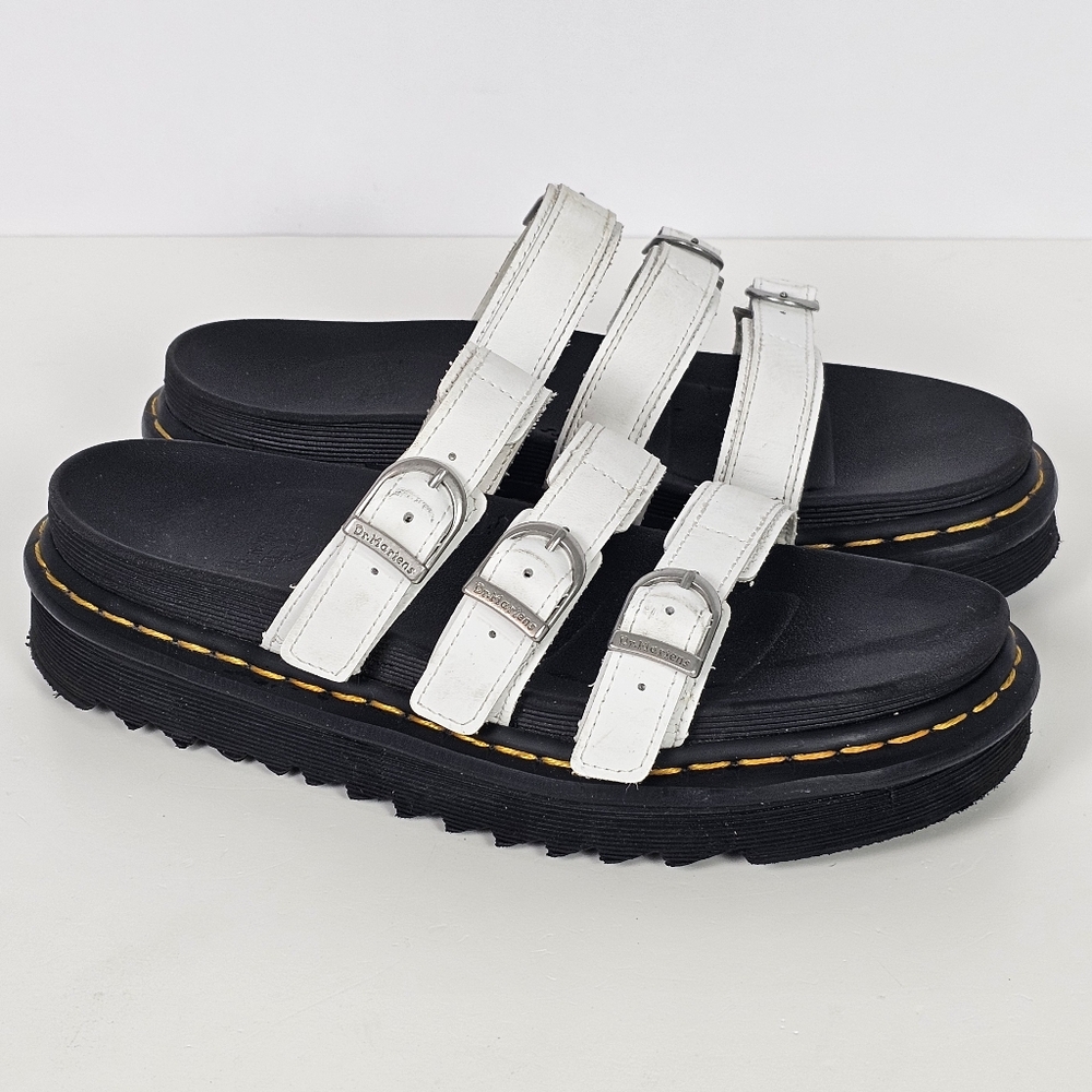 SOLD Dr. Martens Blaire Slide Sandals White Leather Women’s 9 Platform SoftWair